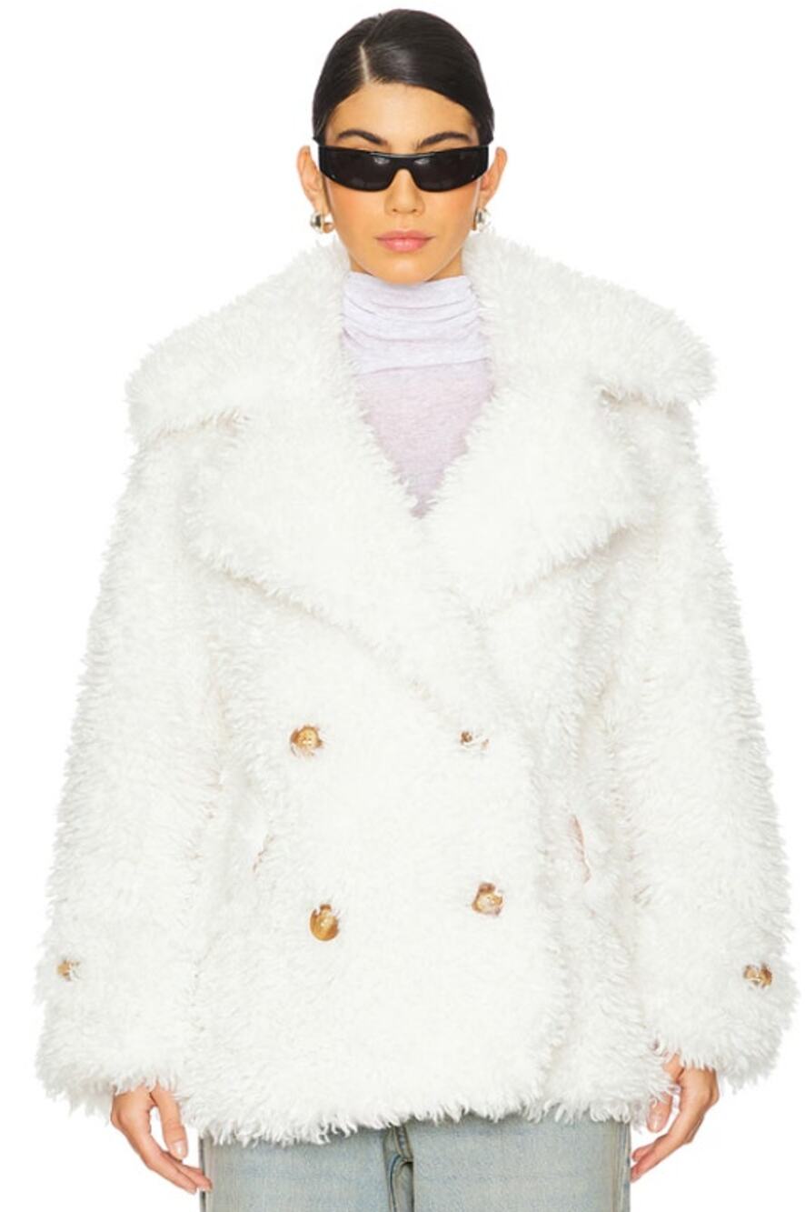Free People Womens Sophie Faux Fur Peacoat Medium White NWT